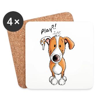 Play Podenco Dog - Dogs - Animal - Puppy - Coasters (set of 4) - white - Front