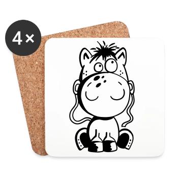 Kleines Pferd - Pony - Comic - Horse - Fun - Untersetzer (4er-Set) - Weiß - Vorne
