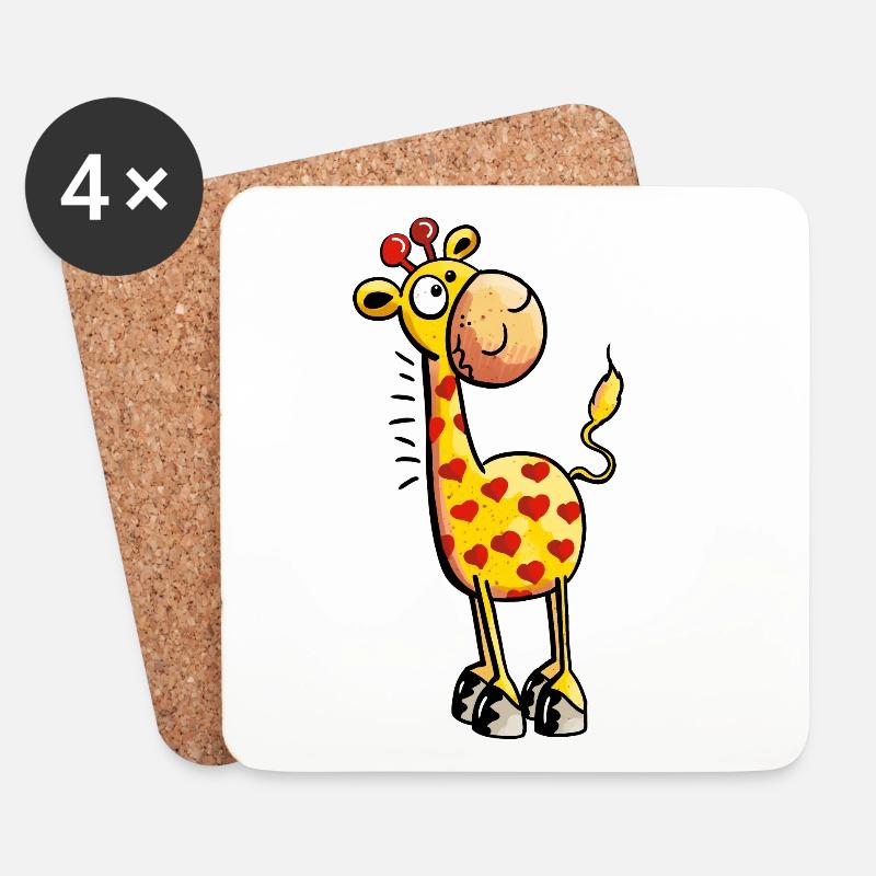 Kleinen Giraffe - Giraffen - Tier - Comic - Untersetzer (4er-Set) - Weiß