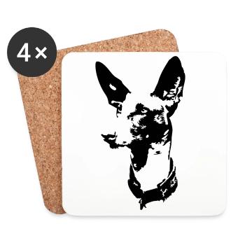 Podenco head - Coasters (set of 4) - white - Front