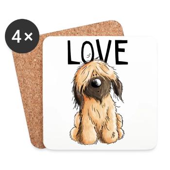 I Love my Briard - Hund - Briards - Geschenk - Untersetzer (4er-Set) - Weiß - Vorne