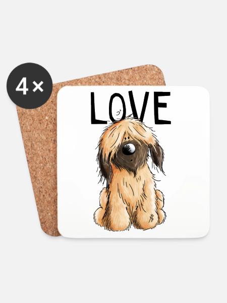 I Love my Briard - Hund - Briards - Geschenk - Untersetzer (4er-Set) - Weiß