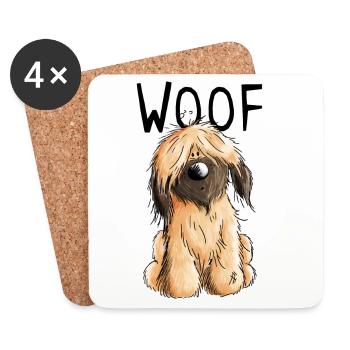 Woof Briard - Comic - Geschenk - Hund - Hunde - Untersetzer (4er-Set) - Weiß - Vorne