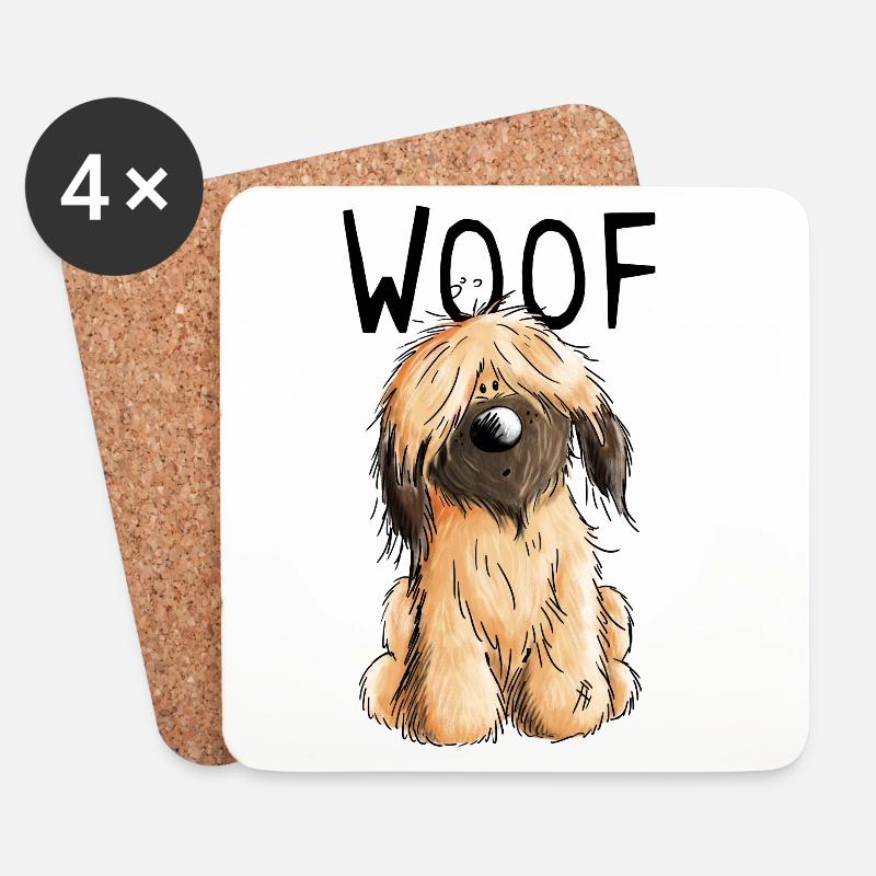 Woof Briard - Comic - Geschenk - Hund - Hunde - Untersetzer (4er-Set) - Weiß