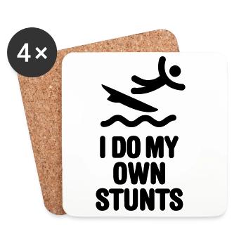 I do my own stunts surfer kite surfing surf dude - Coasters (set of 4) - white - Front