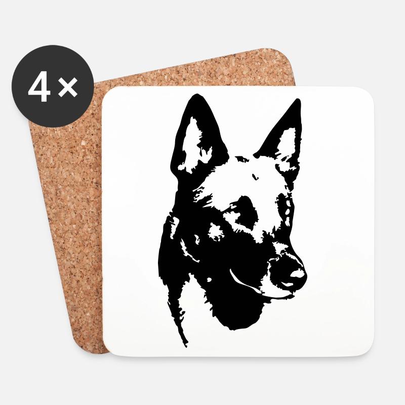 Malinois Kopf - Untersetzer (4er-Set) - Weiß