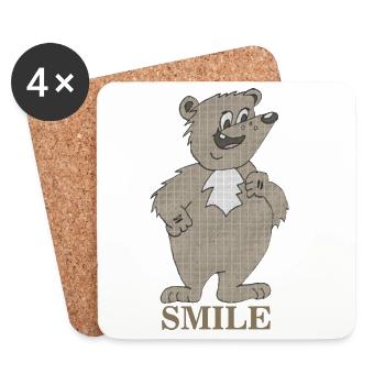 Bär SMILE - Untersetzer (4er-Set) - Weiß - Vorne