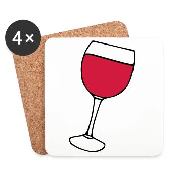 Rotwein im Glas - Untersetzer (4er-Set) - Weiß - Vorne