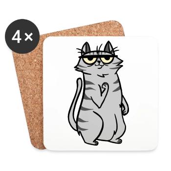 Chat Chats - Dessous de verre (lot de 4) - blanc - Devant