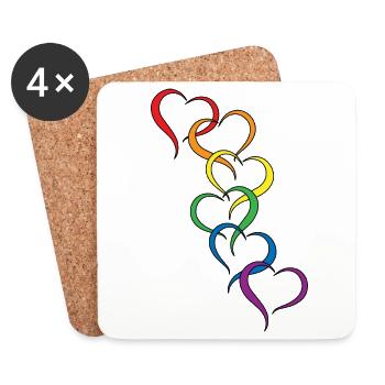 LGBT Cadeau sort Amis Pride Droits - Dessous de verre (lot de 4) - blanc - Devant