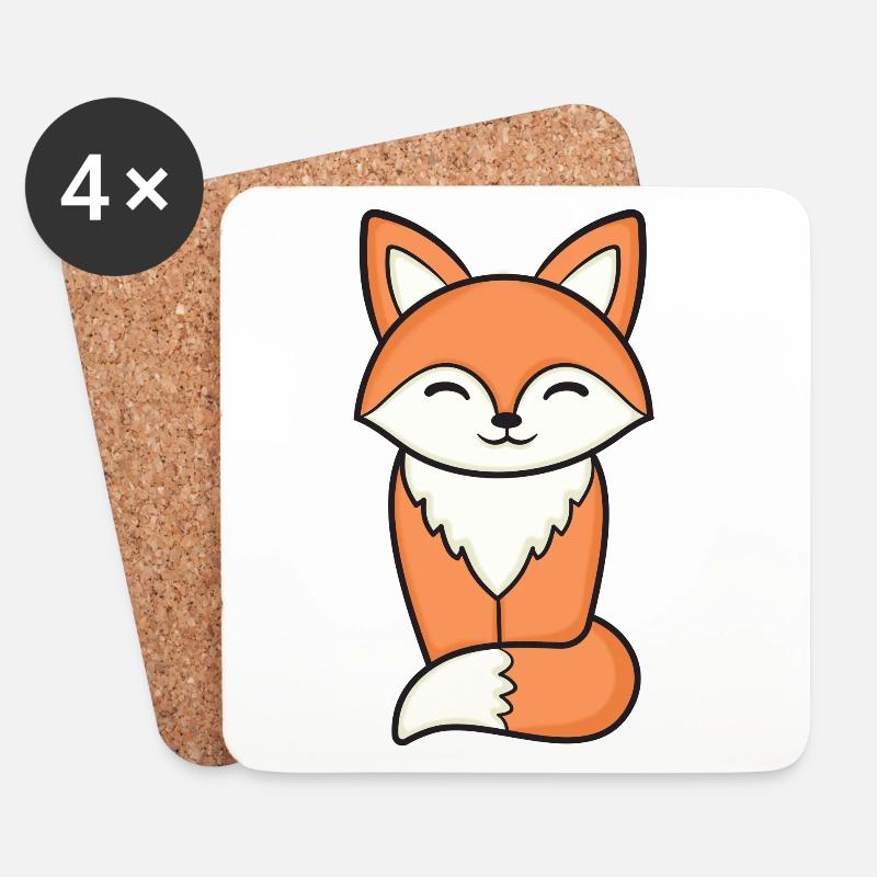 Fuchs Füchse - Untersetzer (4er-Set) - Weiß