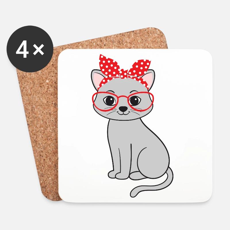 Katze Katzen - Untersetzer (4er-Set) - Weiß
