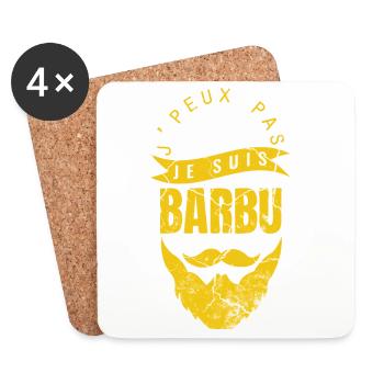 Je peux pas je suis barbu humour - Dessous de verre (lot de 4) - blanc - Devant
