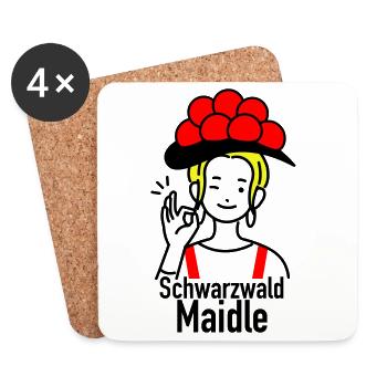 Lustiges Schwarzwald Maidle Bollenhut Design - Untersetzer (4er-Set) - Weiß - Vorne