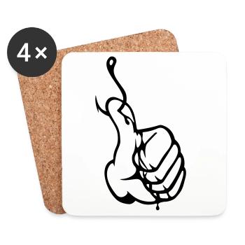 Angler Thumbs up Nokidding Logo - Dessous de verre (lot de 4) - blanc - Devant