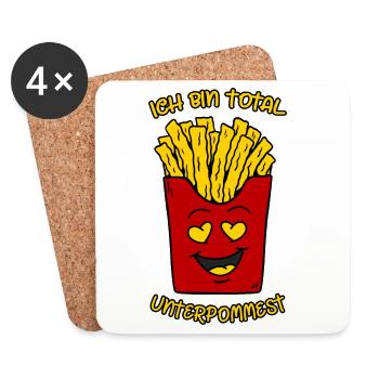 Ich bin total unterpommest Lustige Pommes Frites - Untersetzer (4er-Set) - Weiß - Vorne