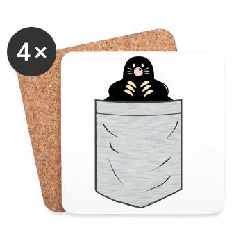 Mole Breast Pocket - Coasters (set of 4) - white - Front