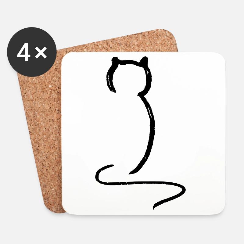 Katze - Untersetzer (4er-Set) - Weiß