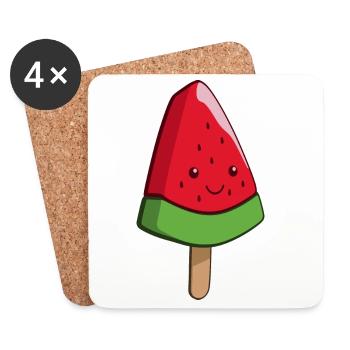 Wassermelonen Eiskunst am Stiel - Coasters (set of 4) - white - Front