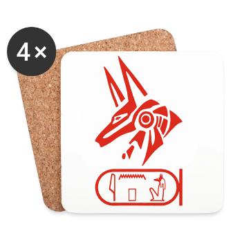 God Anubis (red) - Coasters (set of 4) - white - Front
