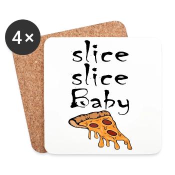 Slice Slice Baby Pizza Slice - Coasters (set of 4) - white - Front