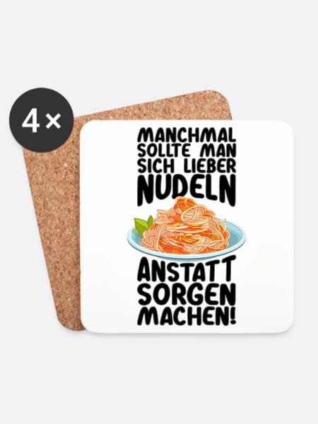 Statt Sorgen Nudeln machen - Untersetzer (4er-Set) - Weiß
