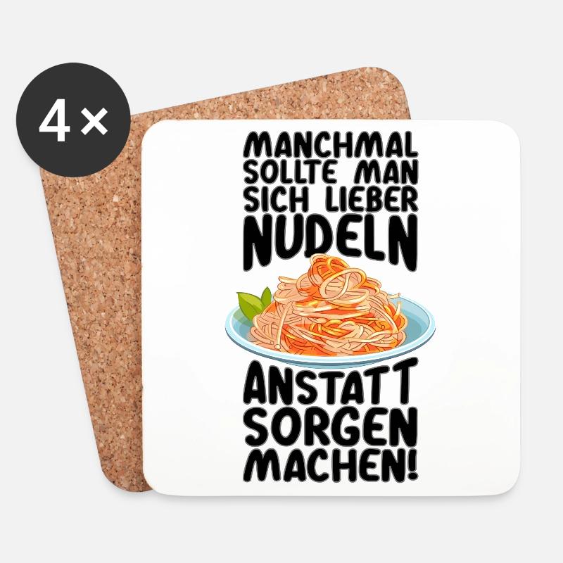 Statt Sorgen Nudeln machen - Untersetzer (4er-Set) - Weiß