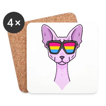 Pansexuell Sphynx - Katze mit Brille - Untersetzer (4er-Set) - Weiß - Vorne