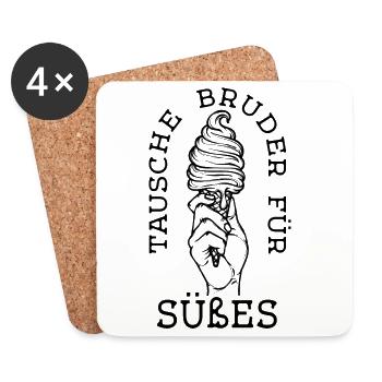 Humorvoll Statement Eis Lecker Süßigkeiten - Untersetzer (4er-Set) - Weiß - Vorne