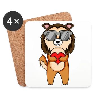 Shepherd dog with sunglasses and heart - Coasters (set of 4) - white - Front