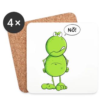 Lustiger Nö Frosch I Nein Statement - Untersetzer (4er-Set) - Weiß - Vorne