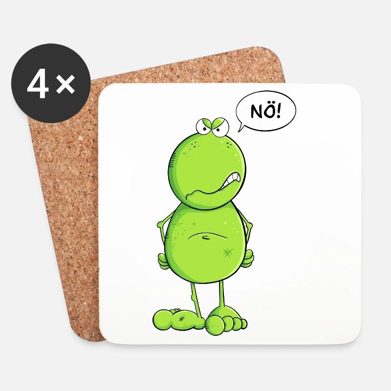 Lustiger Nö Frosch I Nein Statement - Untersetzer (4er-Set) - Weiß