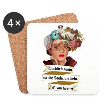 Vintage Flower Goethe Girl - Coasters (set of 4) - white - Front