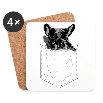 Style pop art de style style poche Frenchie - Dessous de verre (lot de 4) - blanc - Devant