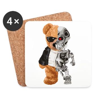 Bear Robo Hybrid Half Bear Half Robot Cyborg Teddy - Coasters (set of 4) - white - Front