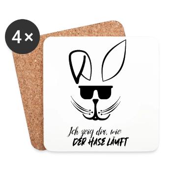 Ich zeig dir wie der Hase läuft Spruch - Untersetzer (4er-Set) - Weiß - Vorne