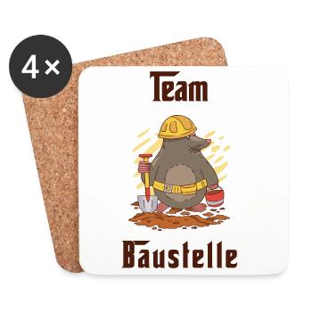 Team Baustelle - Untersetzer (4er-Set) - Weiß - Vorne