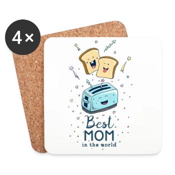 Toast - Best mom in the world - Untersetzer (4er-Set) - Weiß - Vorne