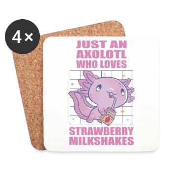 Nur ein Axolotl, der Erdbeer Milkshakes liebt - Untersetzer (4er-Set) - Weiß - Vorne