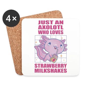 Nur ein Axolotl, der Erdbeer Milkshakes liebt - Untersetzer (4er-Set) - Weiß - Vorne