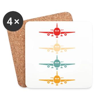 Aviation Airplane Flying Airline Vintage Pilot - Coasters (set of 4) - white - Front