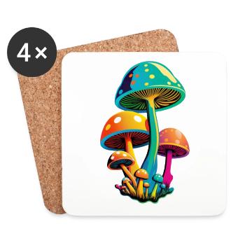 Magic Mushrooms Colorful - Bunte Magische Pilze - Coasters (set of 4) - white - Front