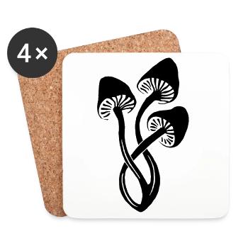 Trio de champignons noirs - Dessous de verre (lot de 4) - blanc - Devant