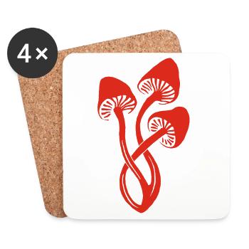 Trio de champignons rouges - Dessous de verre (lot de 4) - blanc - Devant