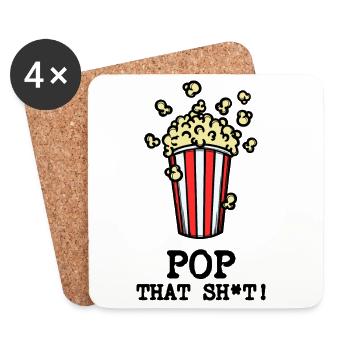 Films, Popcorn, TV Night, Déclaration, Cinéma, Films - Dessous de verre (lot de 4) - blanc - Devant