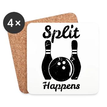 Bowling Wortspiel - Untersetzer (4er-Set) - Weiß - Vorne