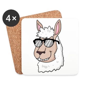 cooles Lama mit Sonnenbrille - Untersetzer (4er-Set) - Weiß - Vorne