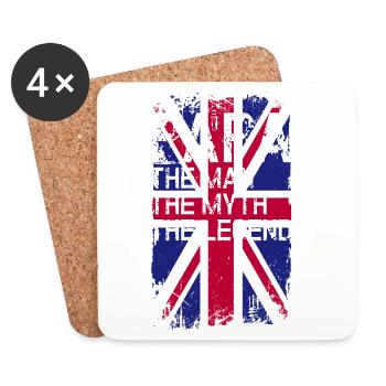 Grunge Union Jack Text Tee - Untersetzer (4er-Set) - Weiß - Vorne