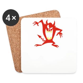 Crâne et démon - Dessous de verre (lot de 4) - blanc - Devant