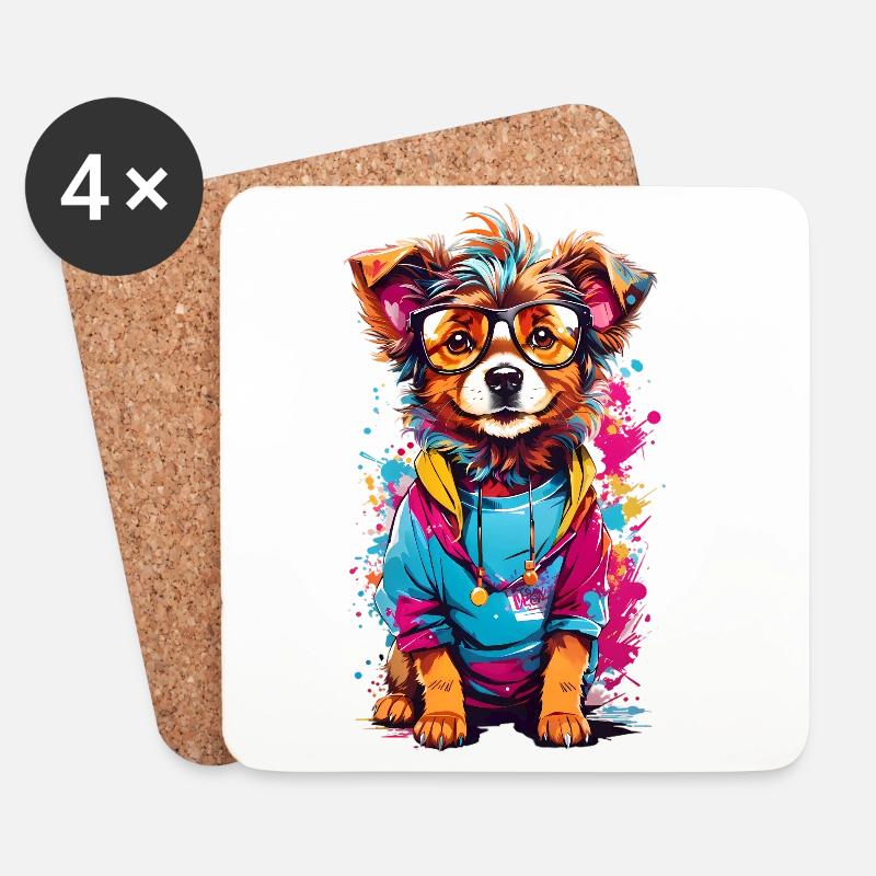 Süßer Hund - Untersetzer (4er-Set) - Weiß